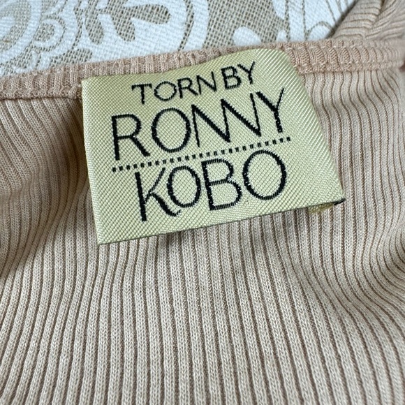 Torn By Ronny Kobo Size Small Blouson Dress Ruched Bodycon Skirt Ribbed - Picture 4 of 6